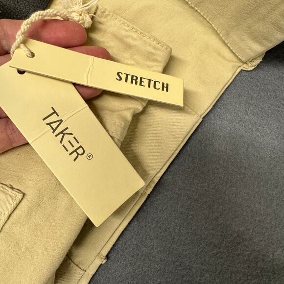 Taker Stacked Jeans Mens 30 (31x34 ACTUAL) Cream Flare Fit Distressed Denim NEW - Picture 5 of 12